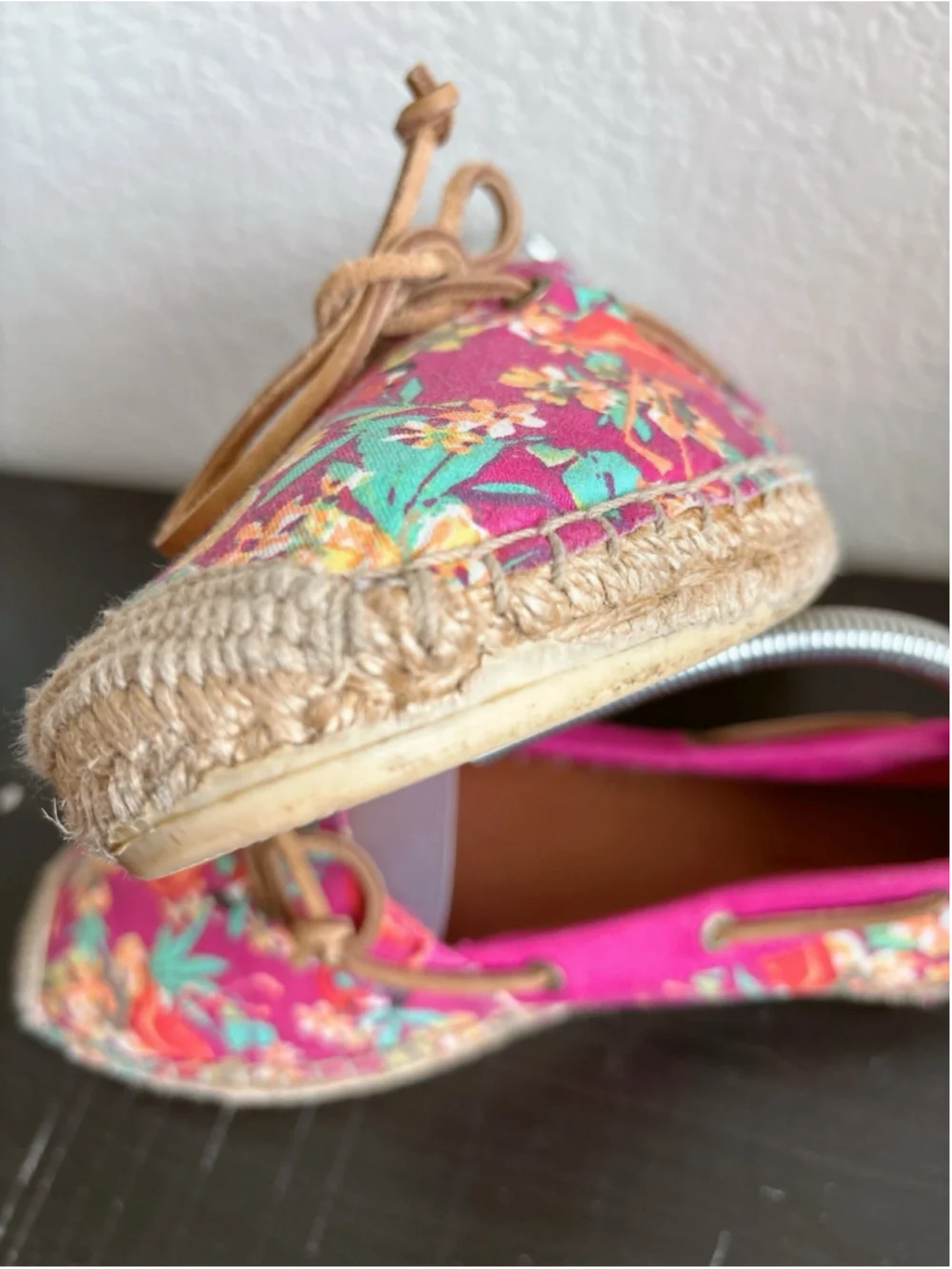 Sperry Top-Sider Womens Size 9.5 Pink Floral Flamingo Tropical Espadrille Flats